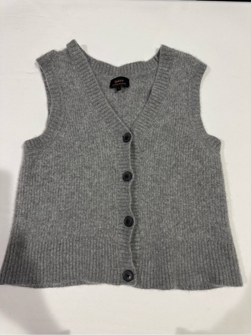 Soft Ribbed Button-Front Knit Vest - Gray - Picture 2 of 9